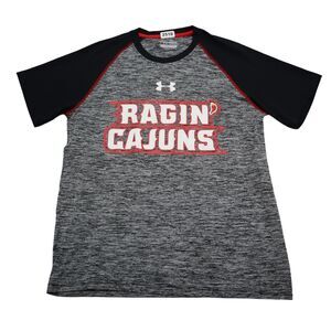 UL Ragin Cajuns Shirt Men S Gray Red Black Under Armour Baseball Tee